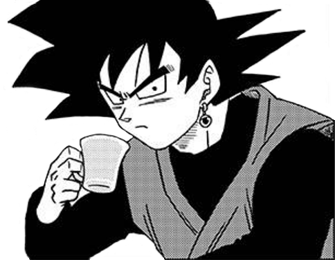 [ Img] - Black Goku Drinking Tea (484x377), Png Download