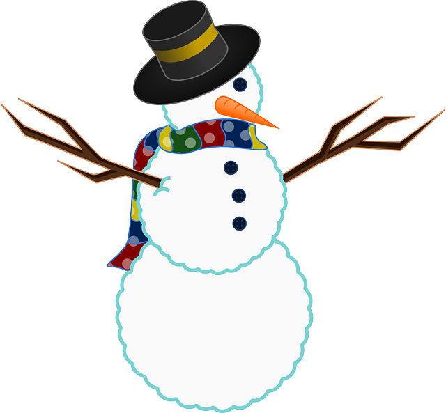 Snowman, Winter, Snow, Twigs, Buttons, Carrot, Scarf - Christmas Symbol No Background (640x593), Png Download
