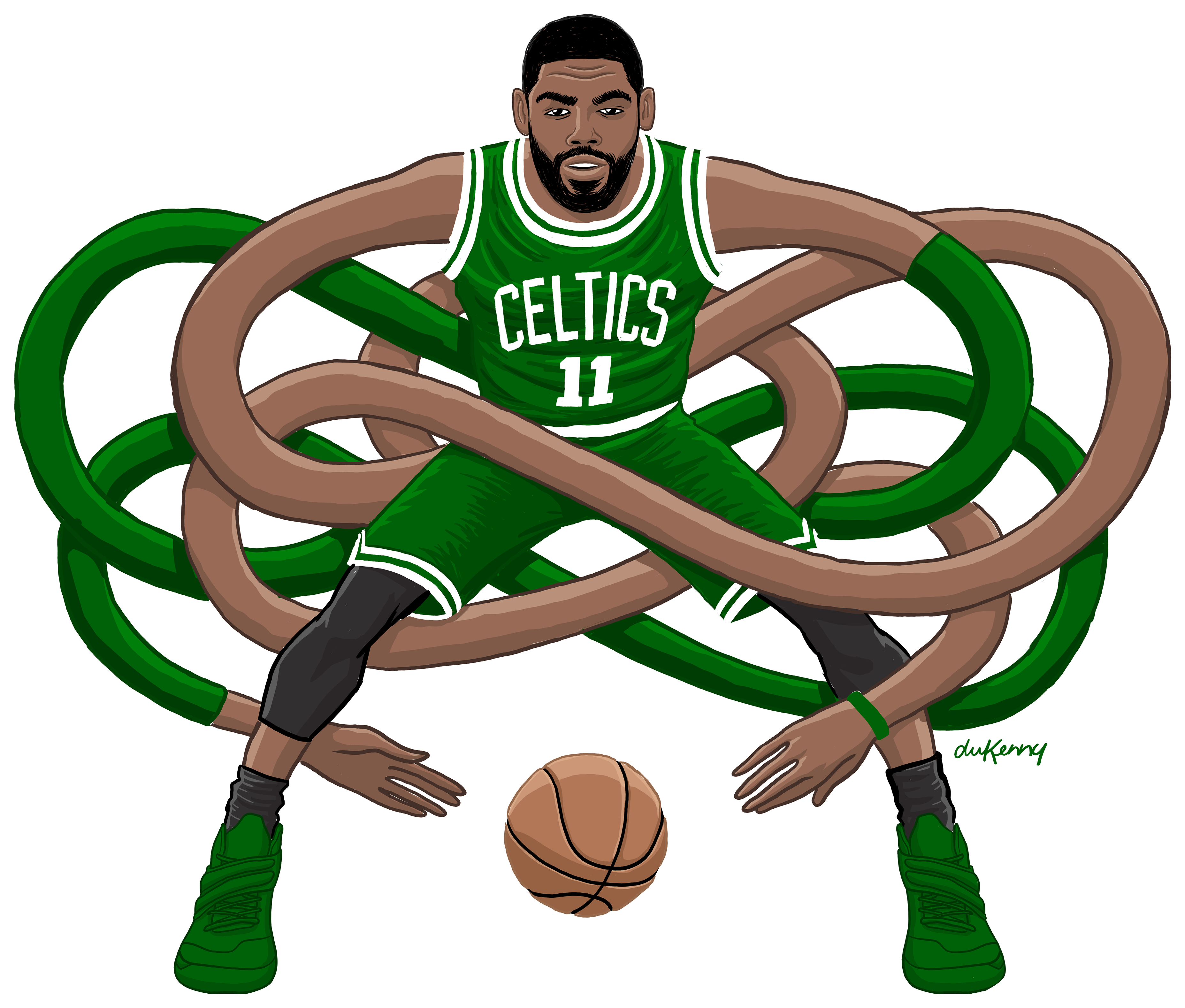Kyrie Irving Celtics Cartoon (3840x3840), Png Download