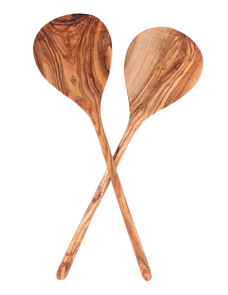 Olive Wood Simple Salad Servers - Salad (1024x1024), Png Download