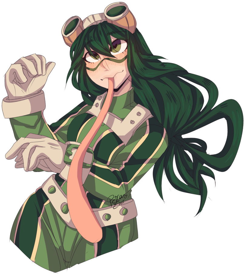 Green Anime Fictional Character - Tsuyu Bnha (850x939), Png Download