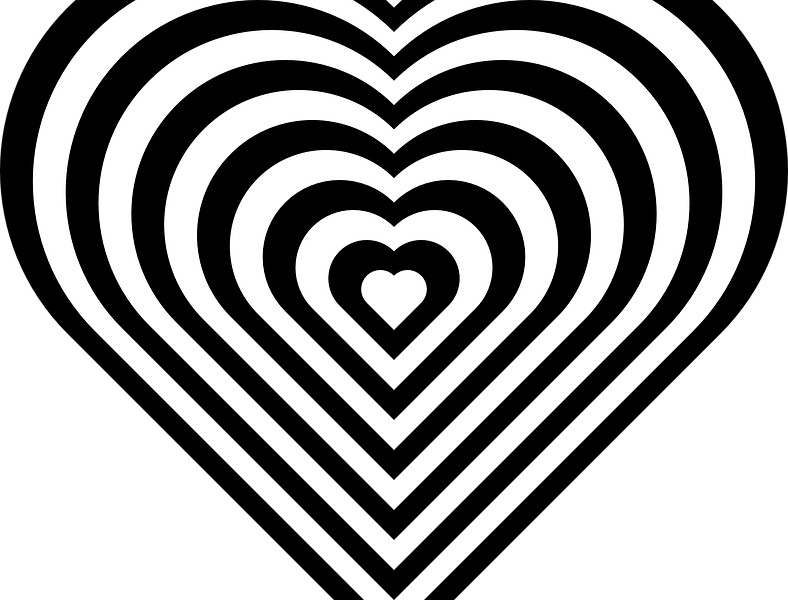 Download Black And White Heart - Love Heart Colouring Pages (788x600), Png Download