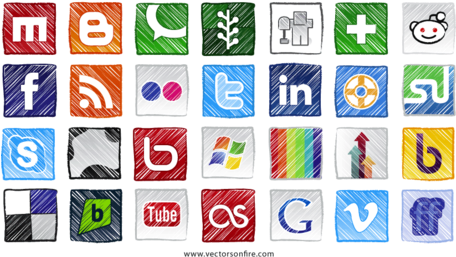 Grungy Social Sites Icons - 社交媒體與新聞業 (455x266), Png Download