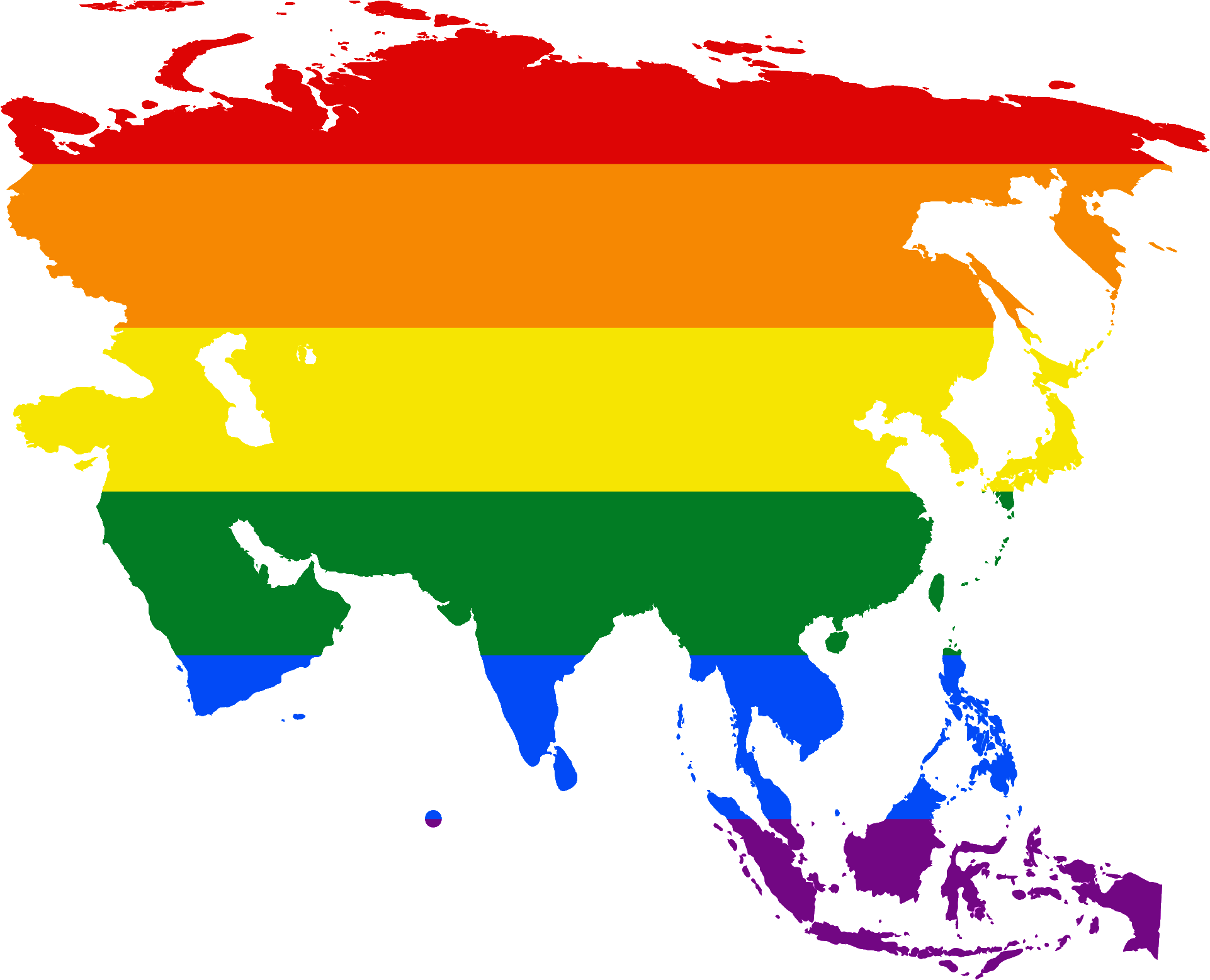 Lgbt Flag Map Of Asia - Asia Flag Map Png (2000x1560), Png Download