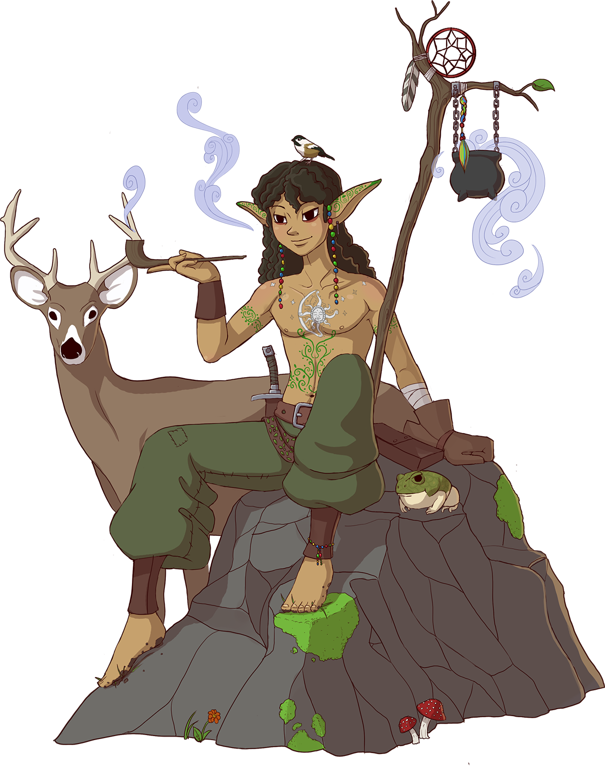 Elf Clipart Wood Elf - Wood Elf Hippie (1215x1537), Png Download