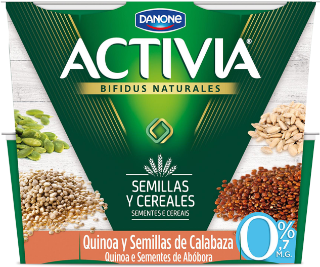 Quinoa Con Semillas De Calabaza 0% - Activia Dinkel (720x720), Png Download