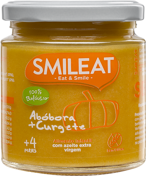 Calabaza-frontal - Boião Abóbora E Curgete Biológica Smileat 230 G 4m+ (621x793), Png Download