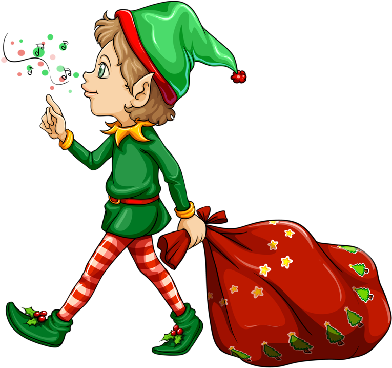 Elves ‿✿⁀○ - Elf With Candy Cane (800x735), Png Download