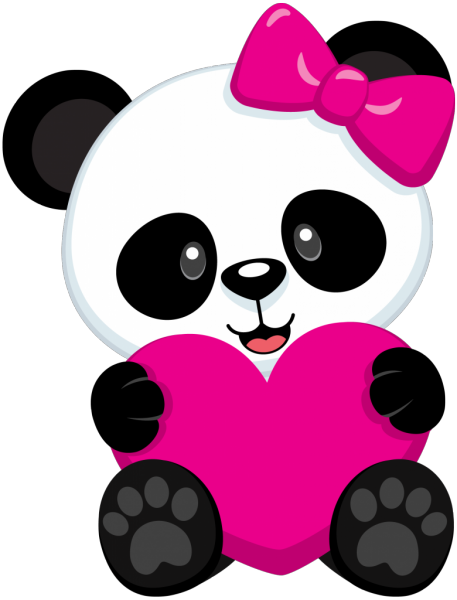 Cute Panda Png Clip Art Black And White - Osos Pandas Animados (457x600), Png Download