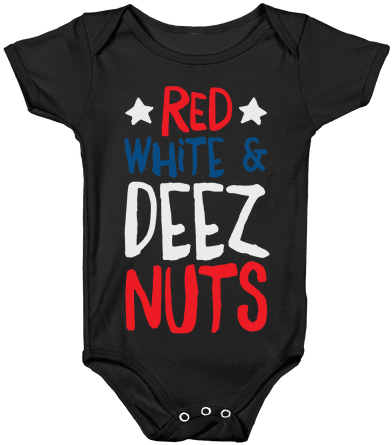 Red White & Deez Nuts Baby Onesy - Anime Baby Shirts (484x484), Png Download