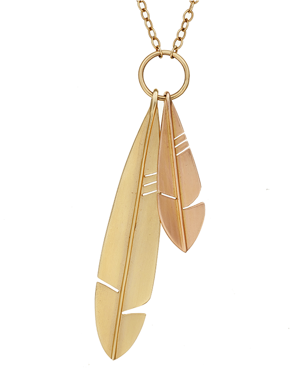 P Native Feather Necklace Web - Gold Native Feather Necklace (800x800), Png Download