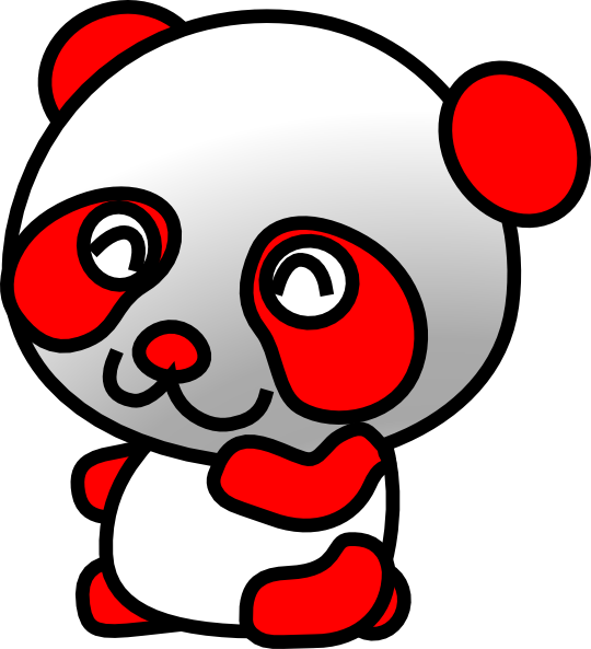 Red And White Panda (540x593), Png Download