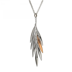 Your - Sterling Silver & Rose Gold Feather Drop Earrings. (400x300), Png Download