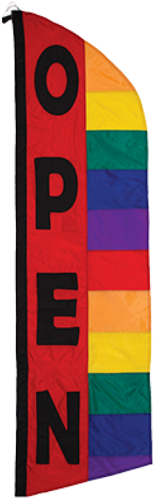 "open" Rainbow Feather Banner Flag - Commercial Retail Store Open (728x728), Png Download