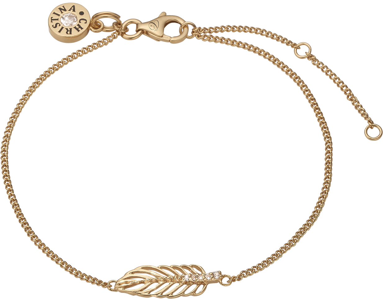 Feather, Gold Plated Bracelet With 6 Topazes - Christina Jewelry & Watches - Black Onyx Armbånd (1400x1080), Png Download