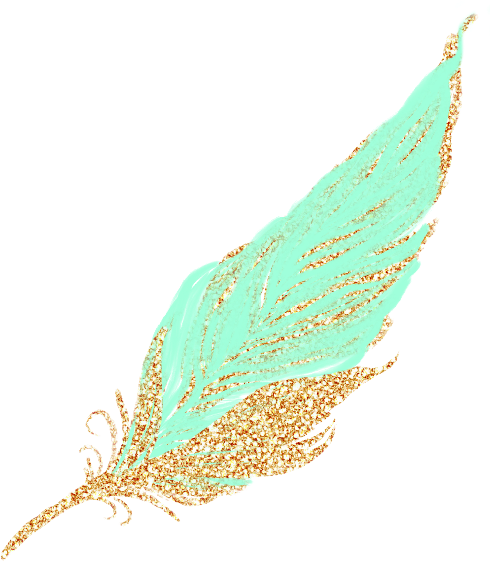 Feathers Feather Pastel Golden Gold Glitter Teal Mintgr - Feather (1024x1174), Png Download