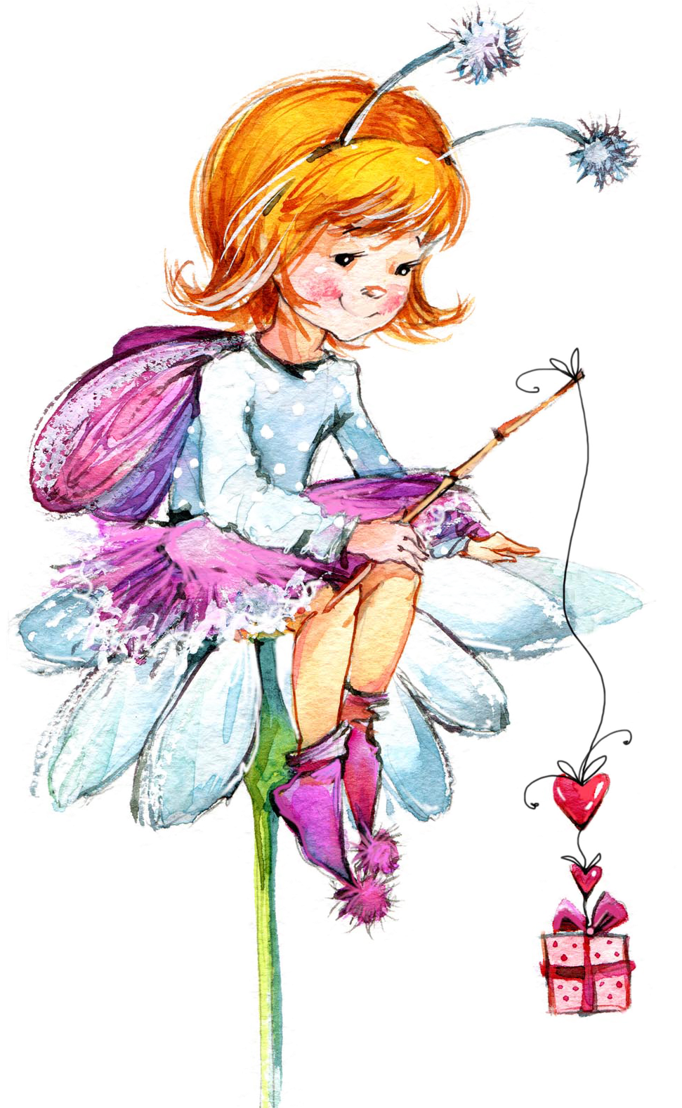 Drawing Painting Child Cartoon Transprent Png Free - Child Fairies Drawing (1100x1577), Png Download