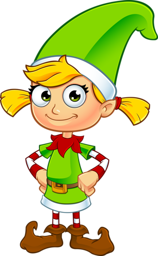 Natal Personagens - Christmas Elf Female Cartoon (308x500), Png Download