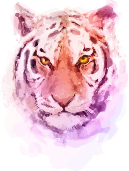 Let's - Watercolor Tiger Free (421x556), Png Download