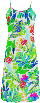 Cute Tropical Watercolor Flowers Alcestis Slip Dress - Cafepress Jungle Watercolor Flowers F Full/queen Duvet (500x500), Png Download