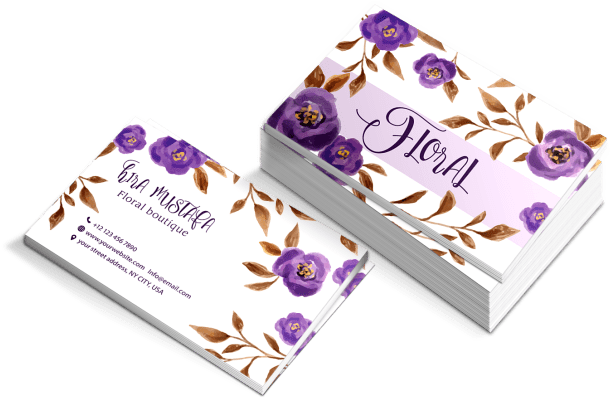 Design Stylish Feminine Watercolor Business Card - Viola (680x453), Png Download