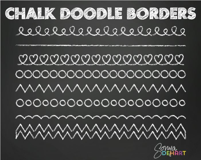 Clip Art Doodle Chalk Borders Clipart Set - Chalk Border Png Free (700x700), Png Download