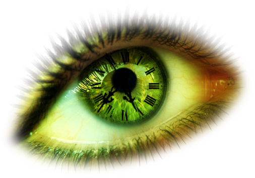 Eye-030 - Clock Inside An Eye (506x353), Png Download