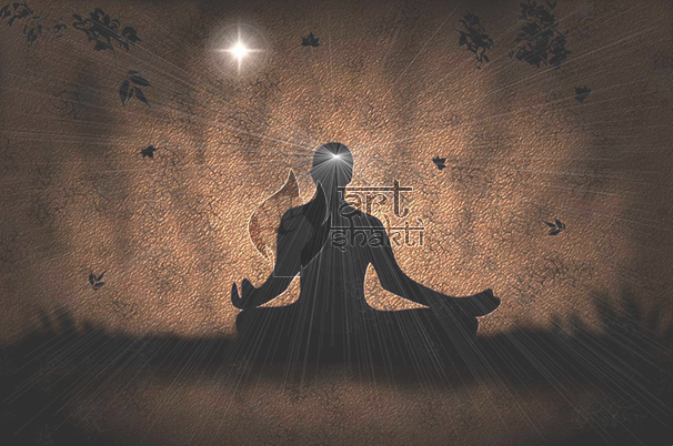 Yoga Sitting Pose Sukhasana Third Eye Light Rays Brown - Darkness (606x402), Png Download