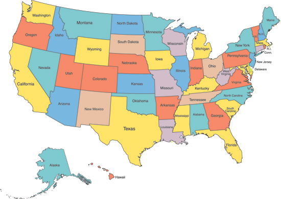 Usa Map Detailed Eps - Study For A Map Test (550x390), Png Download