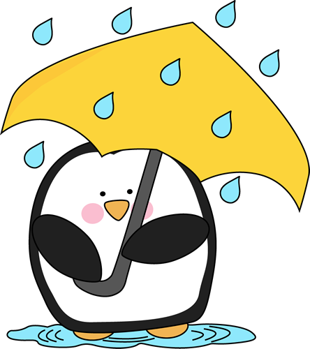 Puddle - Penguin In The Rain (444x500), Png Download