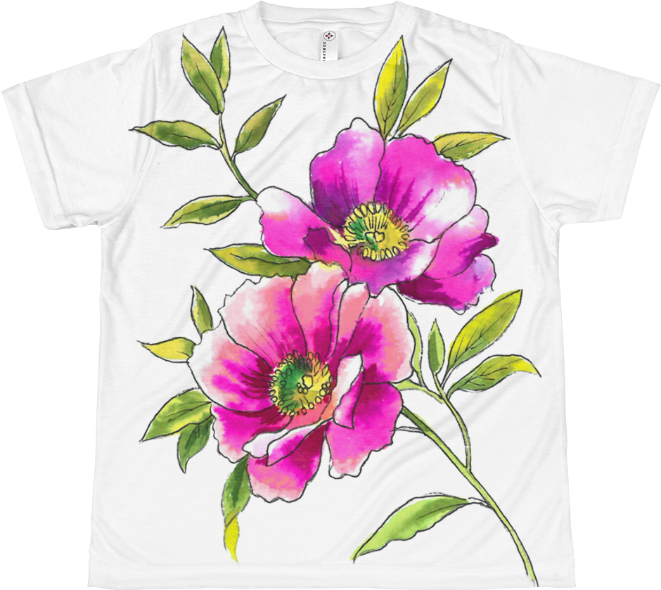 Watercolor Anemones Youth Sublimation T-shirt - Rosa Arkansana (1000x1000), Png Download