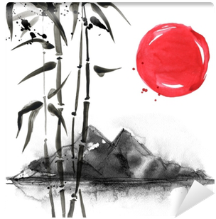Traditional Beautiful Watercolor Hand Drawn Illustration - Japanese Bamboo Painting (400x400), Png Download
