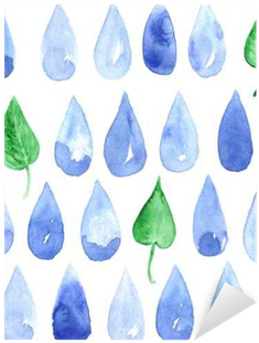 Watercolor Drops And Fresh Leaves On White Background - White (400x400), Png Download