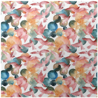 Abstract Watercolor Circles And Flying Birds Seamless - Gallery Direct Abstract Watercolor Circles By Tanycya (400x400), Png Download