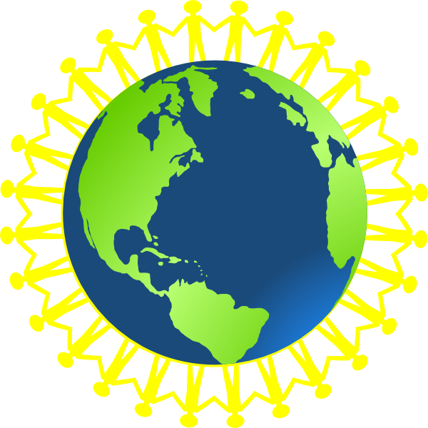 Children Holding Hands Around Globe Clip Art At Clker - Earth Clipart (600x600), Png Download