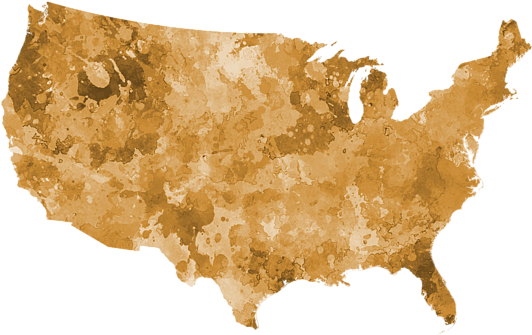 Click And Drag To Re-position The Image, If Desired - Usa Map In Watercolor Orange (600x450), Png Download