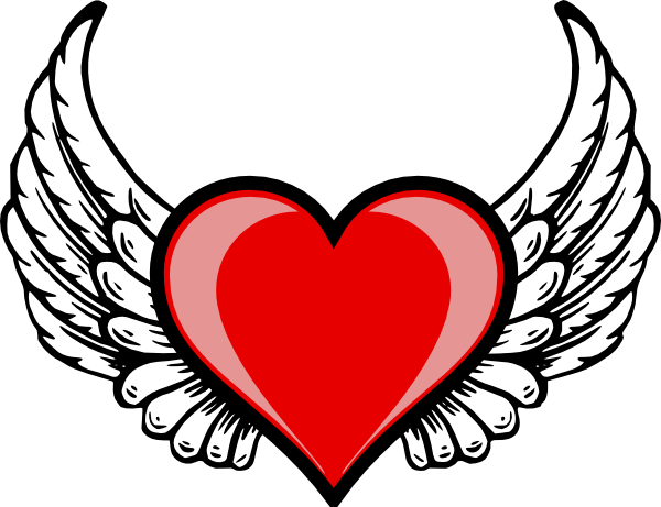 Png Free Library Wing Logo Clip Art Vector Online Royalty - Love Heart With Wings (600x461), Png Download