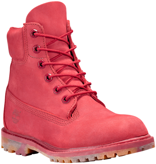 Red Nubbuck Mono With Watercolor Outsole - Timberland Womens 6 Inch Premium Boots Size 6 In Red (600x600), Png Download