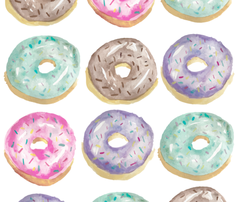 Watercolor Pastel Donuts Fabric By Harpley Design Studio - Dog (470x403), Png Download