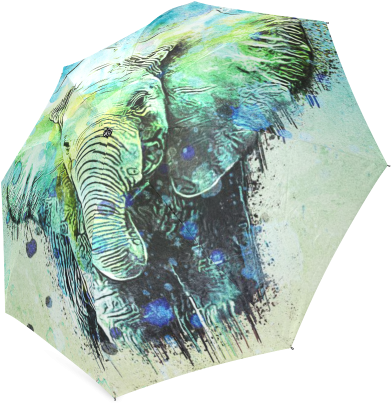 Watercolor Elephant Foldable Umbrella - Watercolor Elephant Watercolor Elephant Oval Ornament (500x500), Png Download