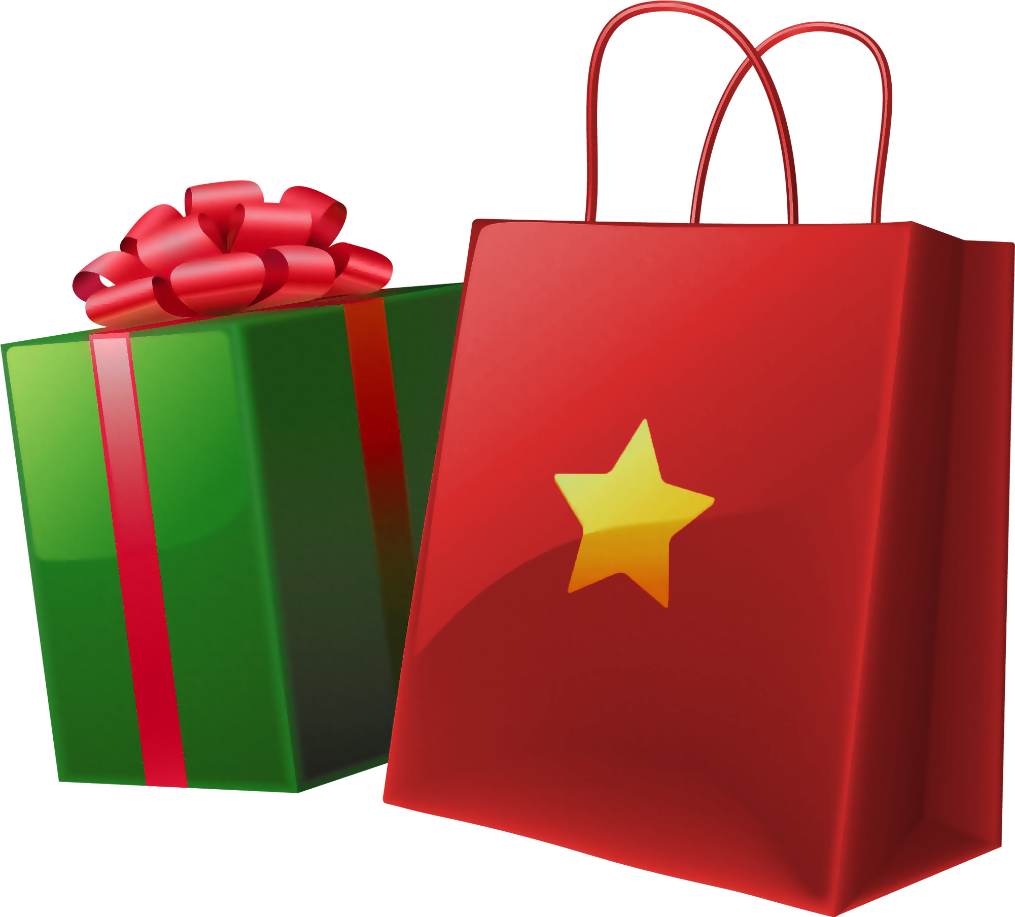 Transparent Christmas Gift Box And Bag - Gift Bag Png (2056x1857), Png Download
