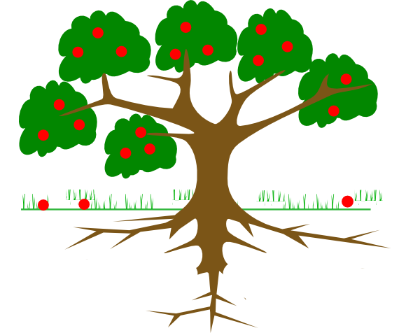 Roots Clipart Tree Png - Fruit Tree With Roots Clipart (600x476), Png Download