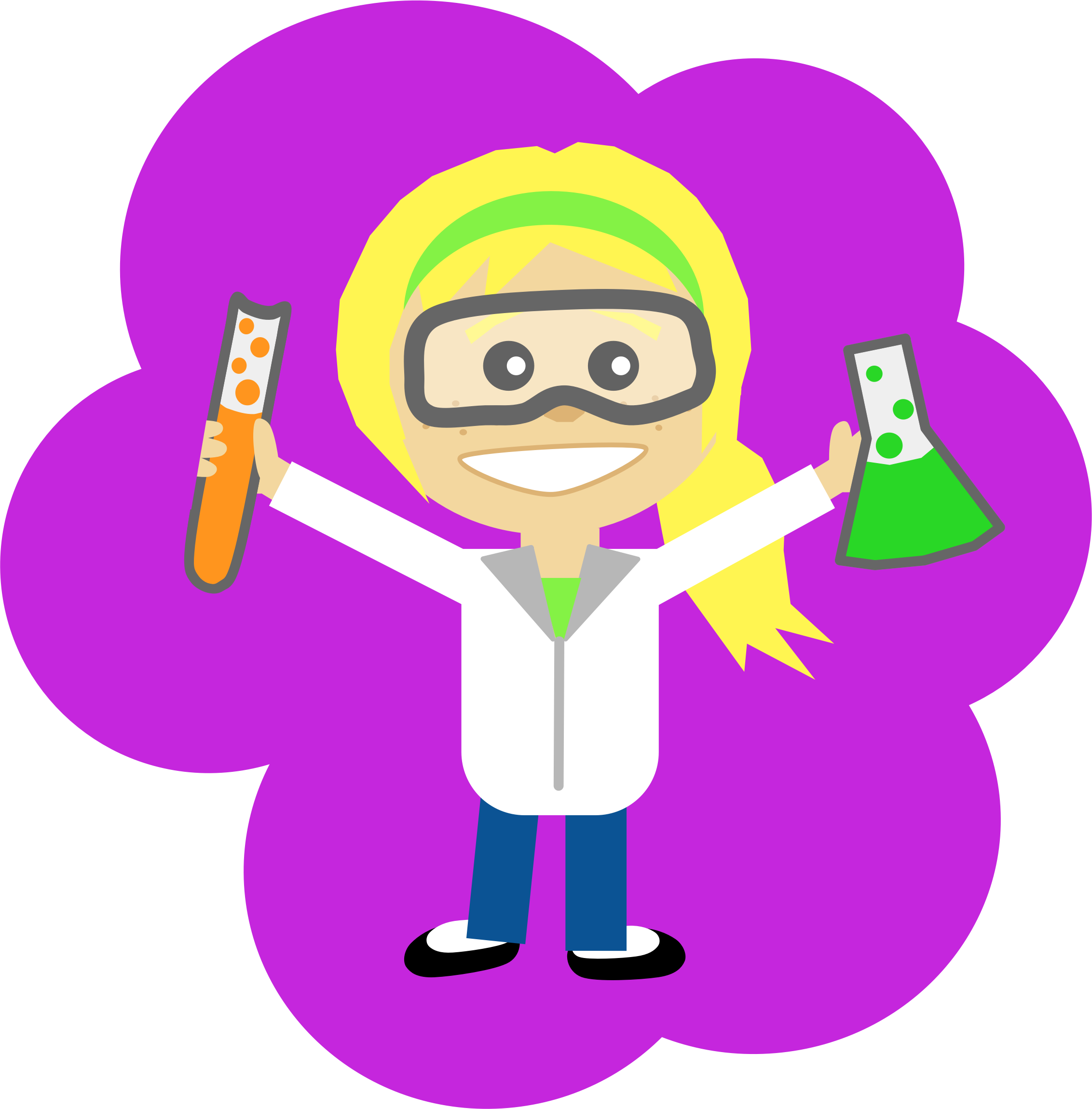 Science Girl With Ponytail - Girl Scientist Png (2264x2299), Png Download
