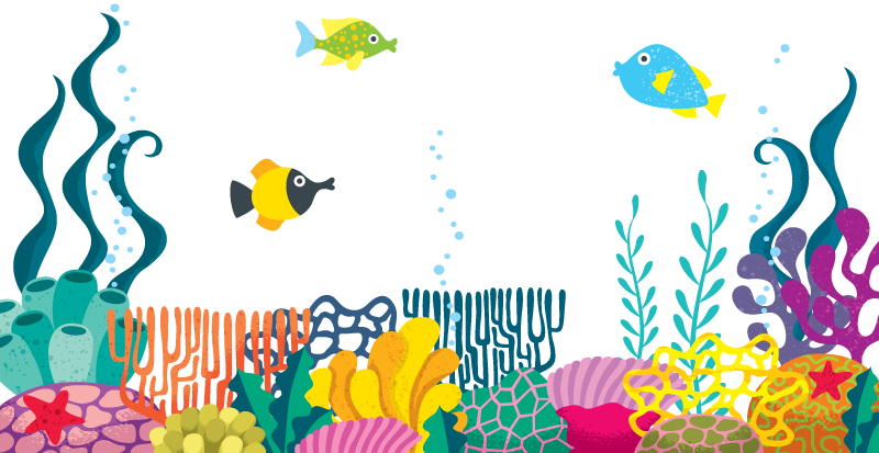 Sea Weed Coral Fish - Illustration (800x413), Png Download