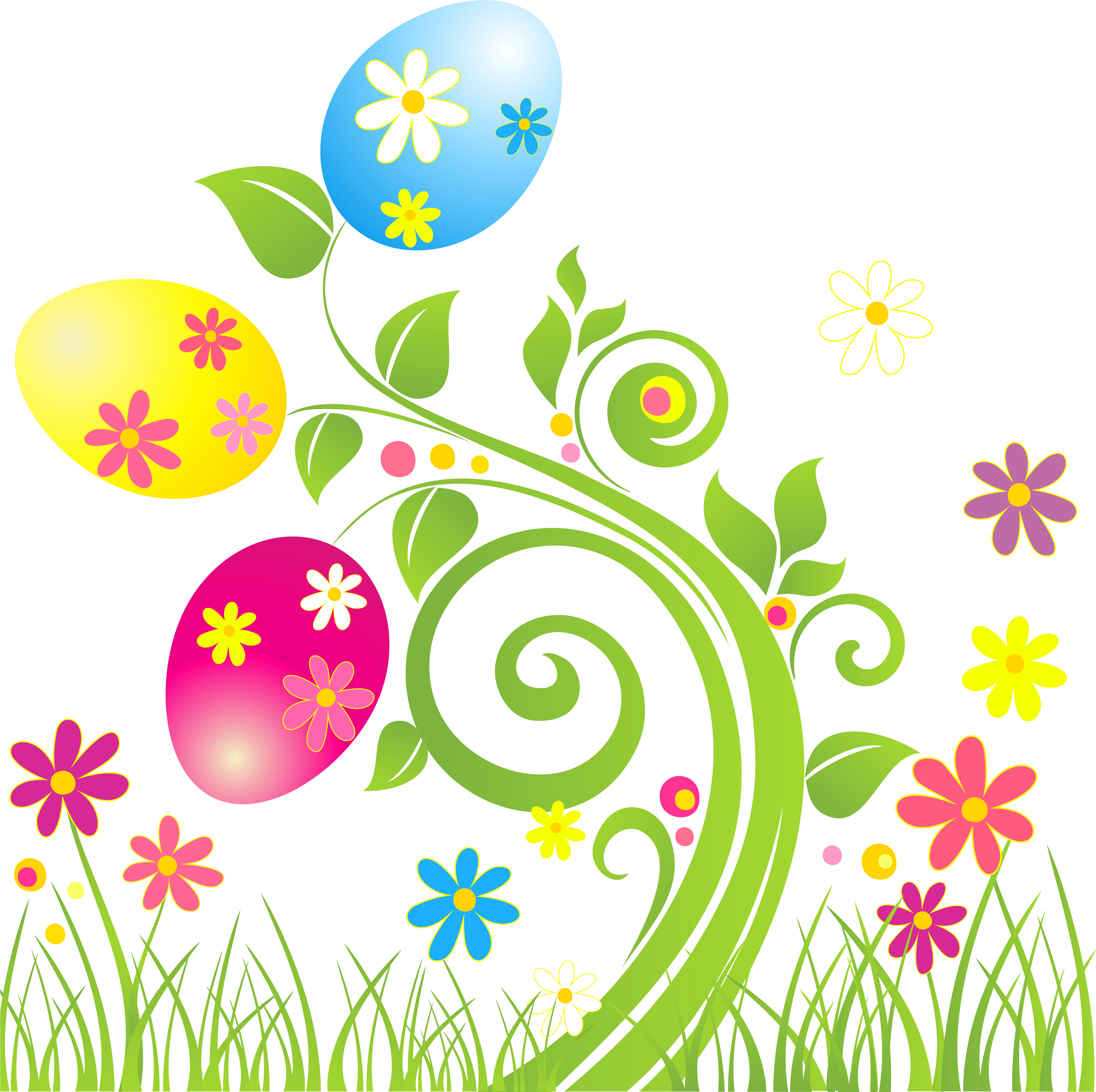 Eggs Png Yahoo Image Search Results - Easter Egg Flowers Clipart (4977x5096), Png Download