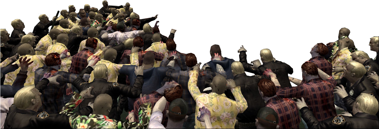 Dead-rising Zombies Around Truck Cropped - Sir We Re Surrounded Good (1280x485), Png Download