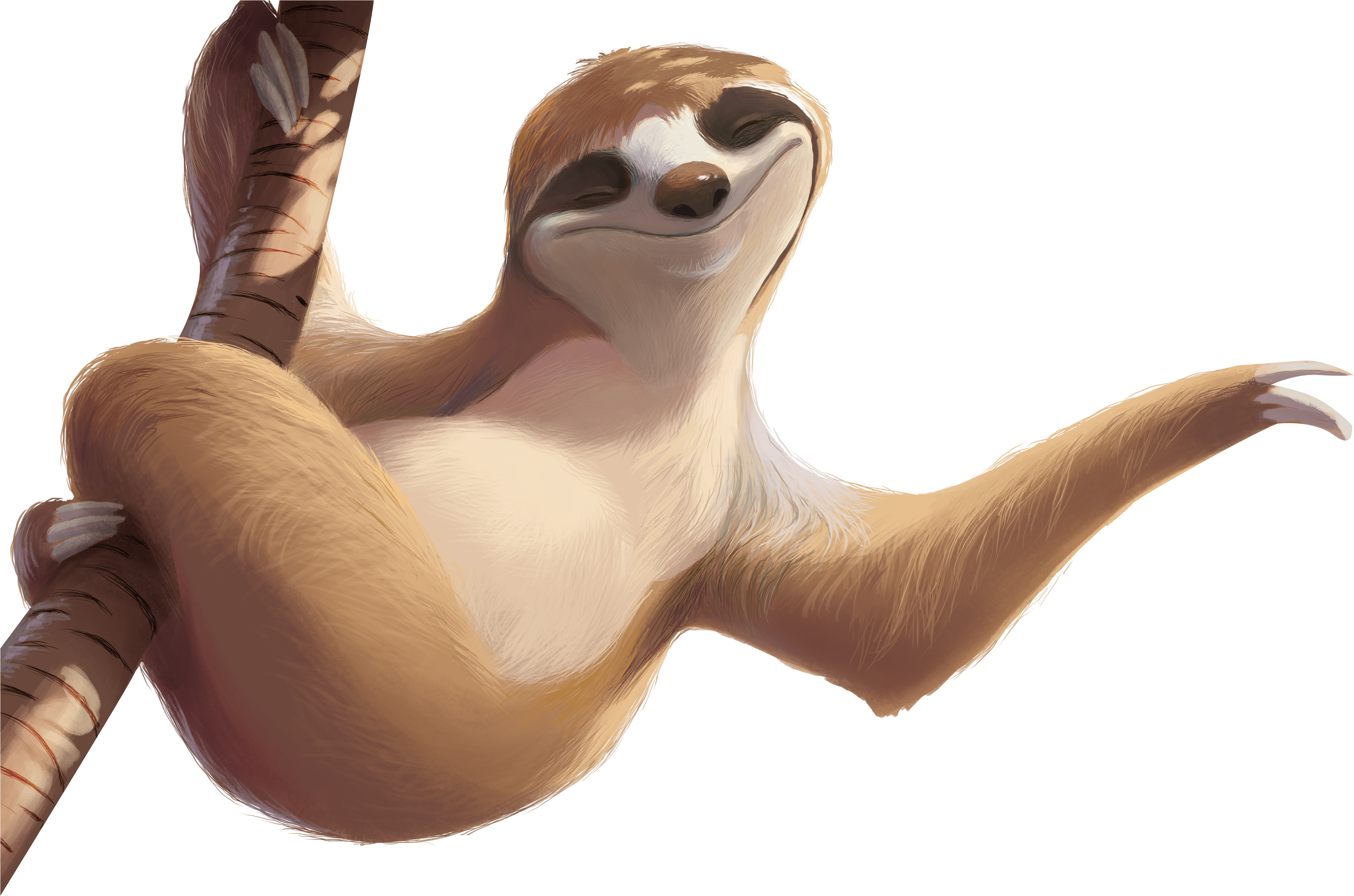 Animated Picture Of Sloth (3840x2659), Png Download