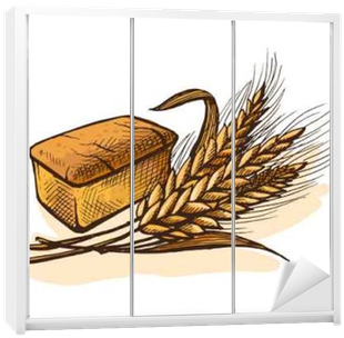 Watercolor Bread And Wheat In Graphic Style Wardrobe - Watercolor Painting (400x400), Png Download