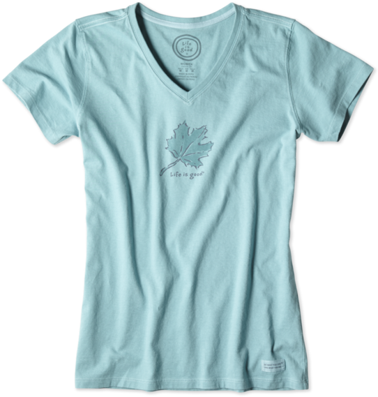 Women's Watercolor Leaf Crusher Vee - Life Is Good Women's Engraved Heart Key Crusher Vee (570x570), Png Download