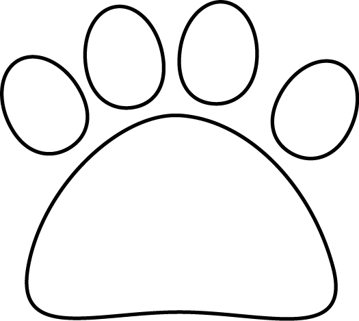 Black And White Cat Paw Clip Art - Cat Paw Black And White (525x469), Png Download